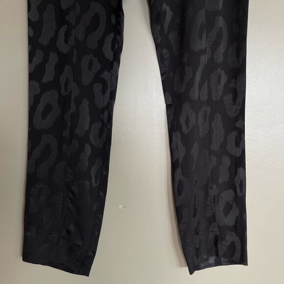 NWT Anine Bing Tate High Waist Trousers Size 6 Black Leopard Front Slit Pants - Picture 10 of 16